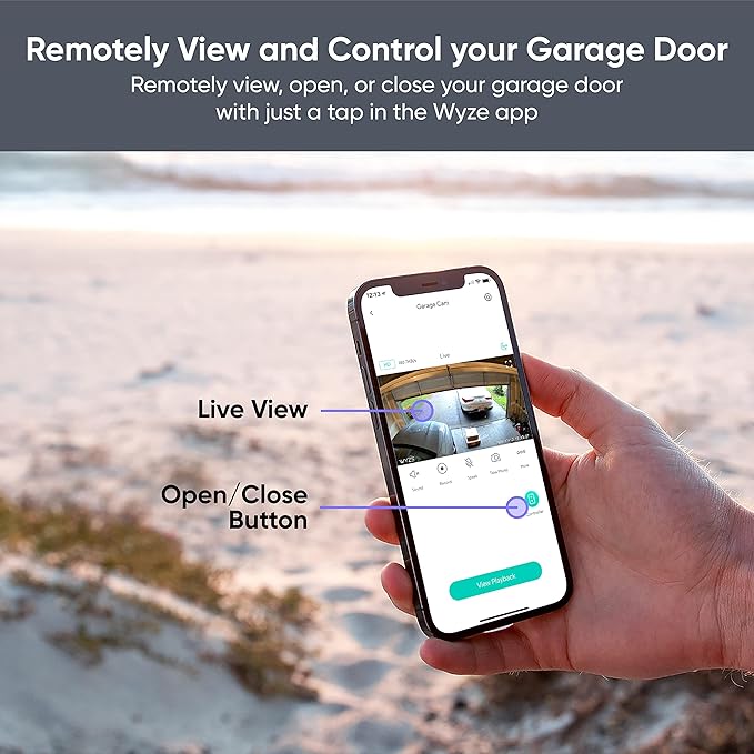 Wyze Smart Garage Door Opener w/built-in HD Video, Remotely Control Garage Door, 1080p HD Video w/Color Night Vision, Two-Way Audio