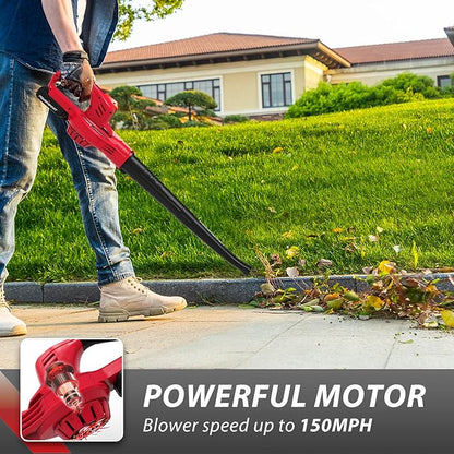 PowerSmart Cordless Leaf Blower with Battery and Charger, 2 Speed Mode, 20V Electric Lightweight Small Battery Powered Leaf Blower for Lawn Care, Patio, Jobsite