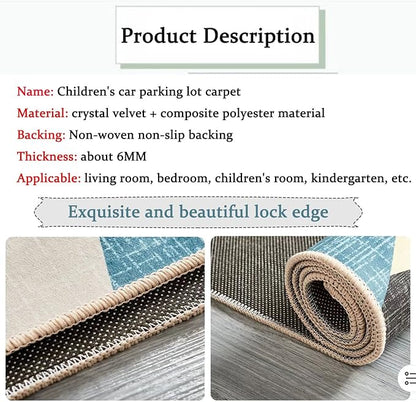 Kids Rug Play Mat Great for Playing with Cars and Toys,Educational Kid Road and Traffic City Life Carpet,Children Baby Fun Throw Rug for Bedroom Play Room,55X79Inch/140X200CM