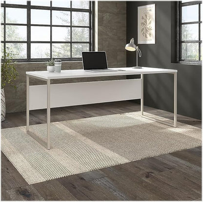 Bush Business Furniture Hybrid 72W x 30D Computer Table Desk with Metal Legs in White