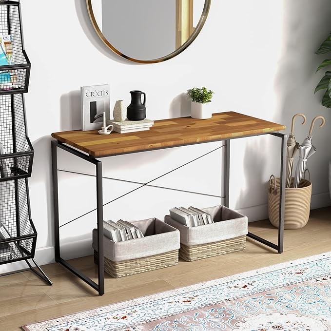 Acme Jurgen Wooden Rectangle Top Writing Desk in Oak and Black