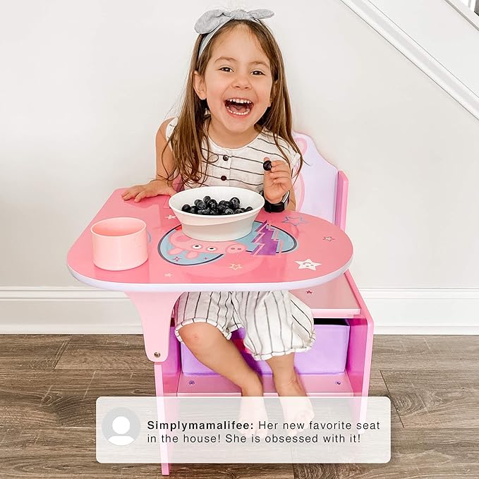 Delta Children Chair Desk with Storage Bin - Ideal for Arts & Crafts, Snack Time, Homeschooling, Homework & More, Peppa Pig