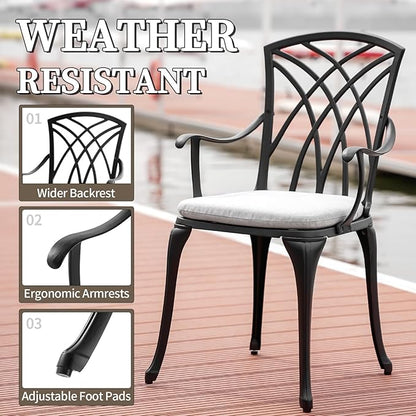 3 Piece Patio Bistro Set with Cushions, Outdoor Bistro Table and Chairs Set of 2 with Umbrella Holes, All Weather Bistro Table Set for Garden Porch Pools