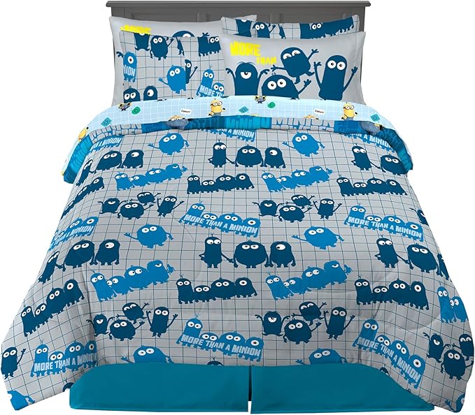 Franco Kids Bedding Super Soft Comforter and Sheet Set with Sham, 7 Piece Full Size, Minions The Rise Of Gru