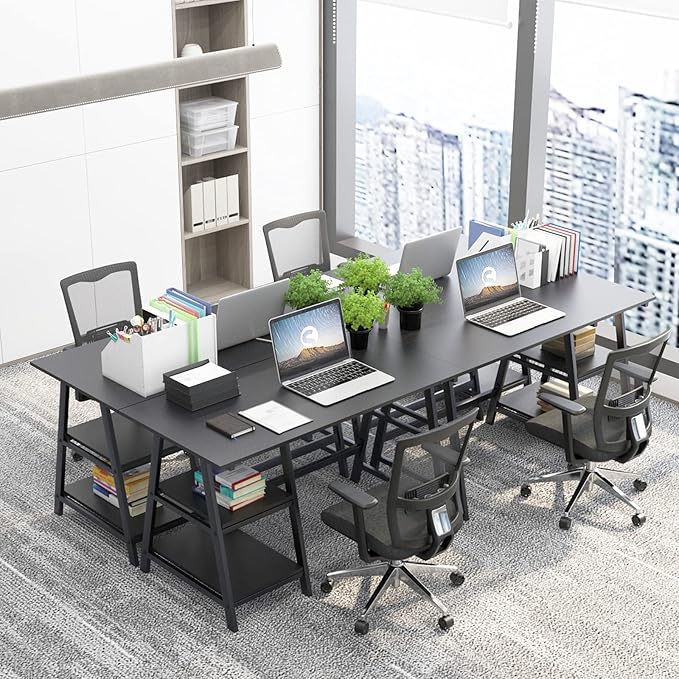 soges Computer Desk 47inches PC Desk Office Desk with Shelf Workstation for Home Office Use Writing Table,Black