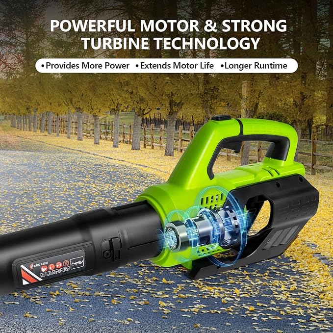 Leaf Blower Cordless,580CFM/160MPH Electric Leaf Blower with 4.0Ah Battery and Fast Charger, Lightweight Leaf Blowers for Lawn Care, Yard, Garage, Patio & Sidewalk Blowing