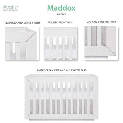 Dream On Me Evolur Maddox Modern Crib, Weathered White