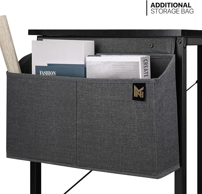 MoNiBloom Writing Computer Desk 40", Simple Home Office Gaming Desk with Storage Bag, Space Saving Table - Black