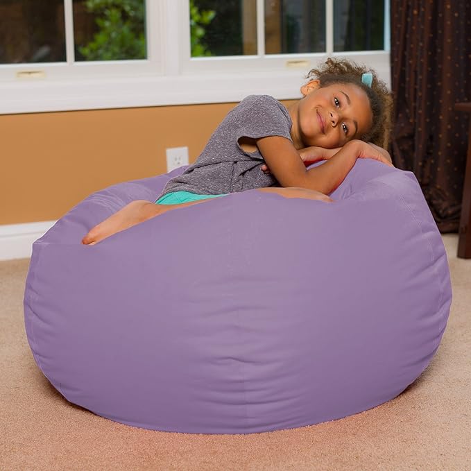 Posh Creations Bean Bag Chair for Kids, Teens, and Adults Includes Removable and Machine Washable Cover, Heather Lavender, 38in - Large