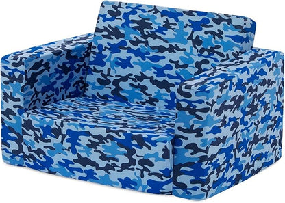 Delta Children Cozee Blue Camo Convertible Foam Chair to Lounger for Kids