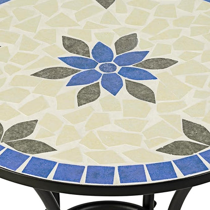Alpine Corporation Blue and Beige Mosaic Bistro Set, 3-Piece