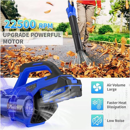 20V Cordless Leaf Blower with 2 Batteries and Charger, High Power 400 CFM Cordless Electric Leaf Blower with Two Nozzles Lightweight Handheld Blower for Lawn Care Patio Garden Leaves Yard
