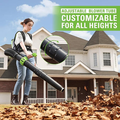 Greenworks 40V (175 MPH / 710 CFM) Dual Port Cordless Brushless Backpack Leaf Blower, (2) 8.0Ah Battery and Charger Included