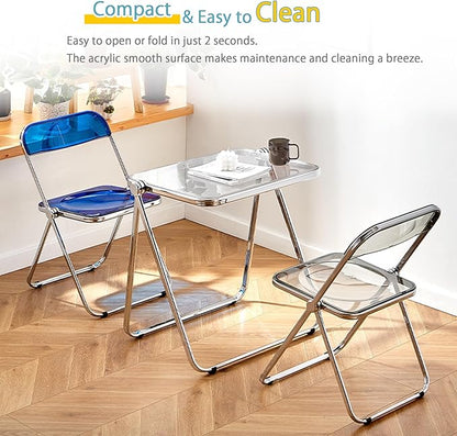 KAIHAOWIN Small Folding Table- Acrylic Morden TV Tray for Snack Dinner on Couch, Tiny Foldable Desk Writing Desk for Home Office for Small Spaces No Assembly Required