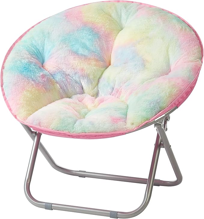 Heritage Kids Sorbet Dreams Rainbow Fur Saucer Chair, 23" Kids, Multi