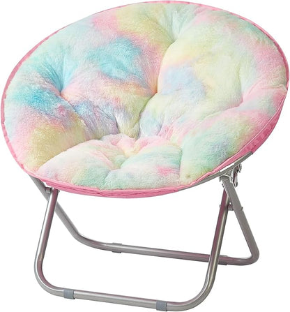 Heritage Kids Sorbet Dreams Rainbow Fur Saucer Chair, 23" Kids, Multi