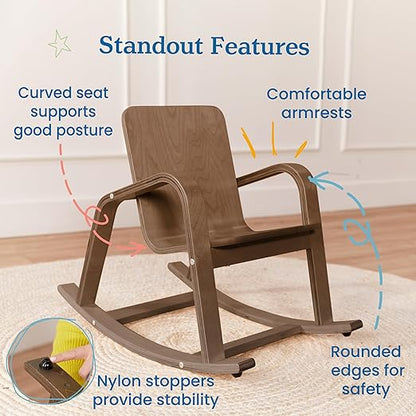 ECR4Kids Bentwood Rocking Chair, Kids Furniture, Grey Wash