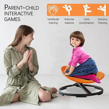 Kids Swivel Chair, Sensory Spin Chair for Autism Kids, Body Coordination Training Chair,Metal Base Non Slip Safer (Green)