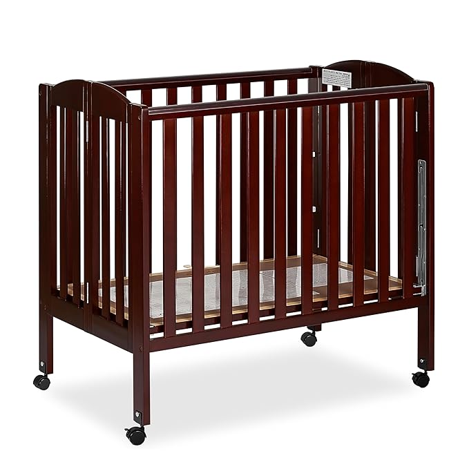 3 in 1 Portable Folding Stationary Side Crib in Espresso, Greenguard Gold Certified , 41x26x40 Inch (Pack of 1)
