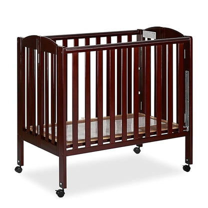 3 in 1 Portable Folding Stationary Side Crib in Espresso, Greenguard Gold Certified , 41x26x40 Inch (Pack of 1)