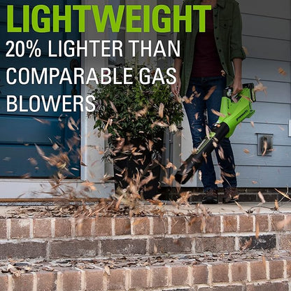 Greenworks 24V (110 MPH / 450 CFM / 125+ Compatible Tools) Cordless Brushless Axial Leaf Blower, Tool Only