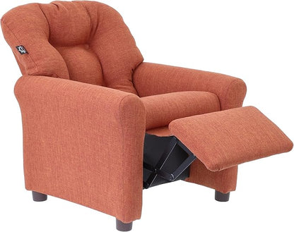 THE CREW FURNITURE Traditional Kids Recliner, Toddler Ages 1-5 Years, Home Décor Polyester Linen, Retro Orange