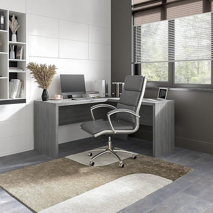 Bush Business Furniture Echo L Shape Desk with Wire Management | Corner Computer Table with Quick-to-Assemble Hardware | Home Office Credenza, 60W, Modern Gray