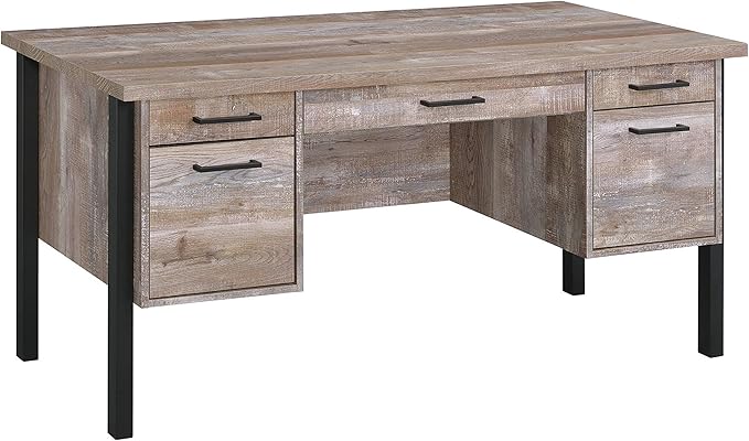 Coaster Furniture Samson 4-Drawer Writing Desk Weathered Oak and Black 801950