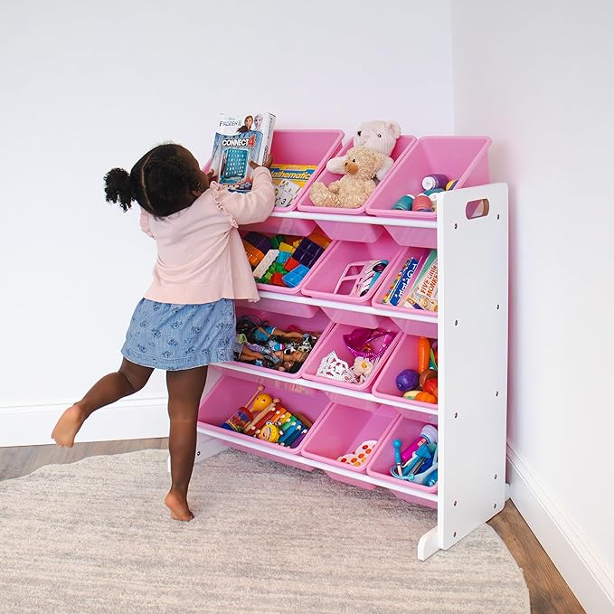 Humble Crew, White/Pink 12 Bin Toy Storage Organizer