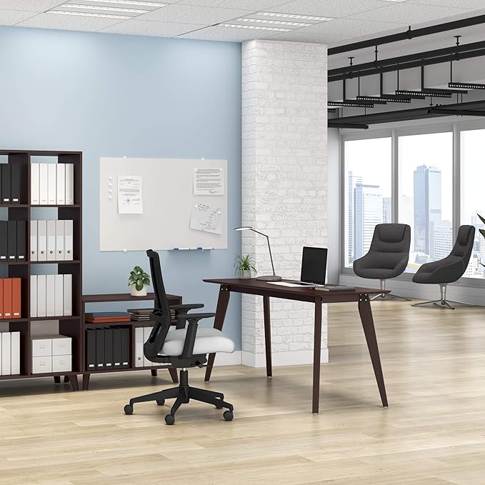 HON Basyx BSX55WPLMWMW Modern Home Office Wood Computer Desk, 55", Walnut