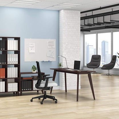 HON Basyx BSX55WPLMWMW Modern Home Office Wood Computer Desk, 55", Walnut