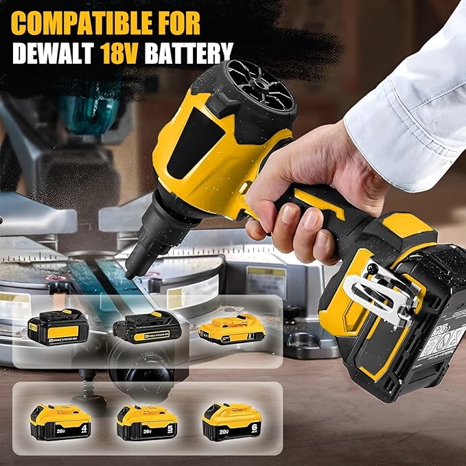 Cordless Dust Blower Compatible with Dewalt 20V Battery, Brushless Handheld Blower Cordless Sawdust Blower 447 MPH/39 CFM for Garages, Sawmill Room, Workshop Cleaning(Tool Only, No Battery)