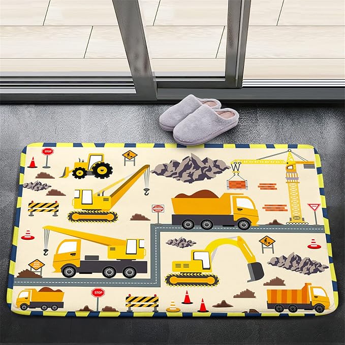 Construction Play Mat Car Rug Play Mat Construction Rugs for Boys Room Car Rug for Boys Room Construction Decor for Boys Room Playroom Rug for Livingroom 2'×3'