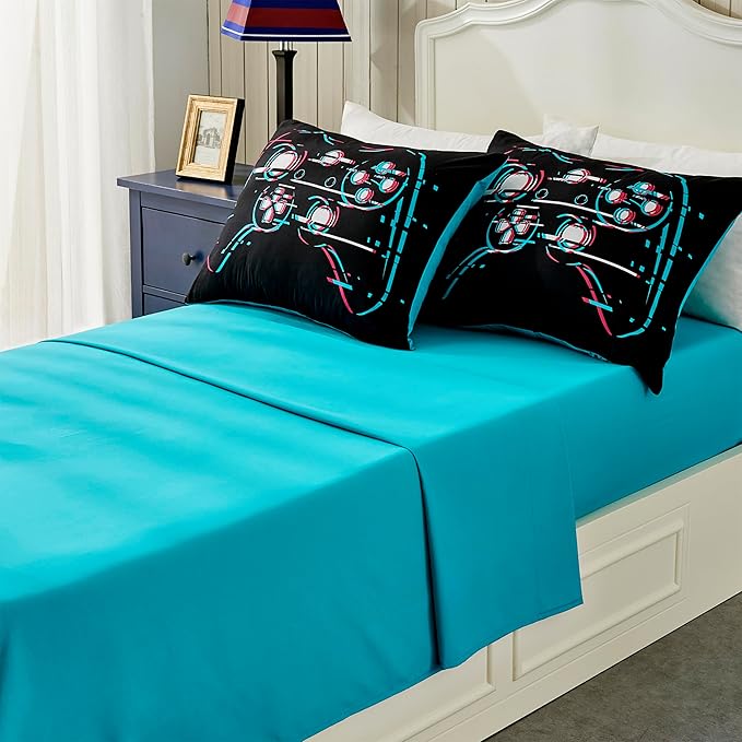 Gamer Black Twin XL Comforter Sets for Boys Kids Teen 5 Pieces Bed in a Bag Video Gaming Comforter with Sheet Sets Dorm Bedding Set