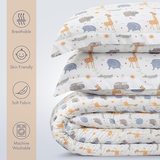 Utopia Bedding All Season Safari Comforter Set with 2 Pillow Cases, 3 Piece Soft Brushed Microfiber Kids Bedding Set for Boys/Girls, Machine Washable (Twin)