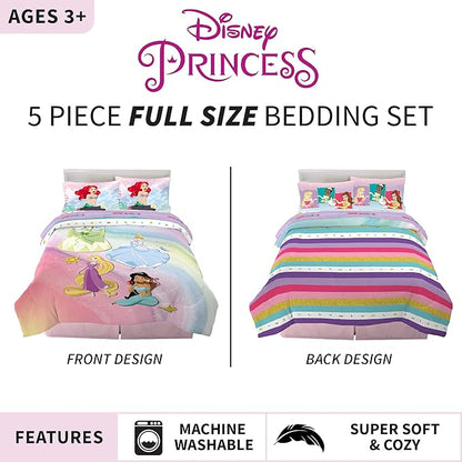 Disney Princess Ariel Kids Bedding Super Soft Comforter And Sheet Set, 5 Piece Full Size, "Official" Disney Product By Franco