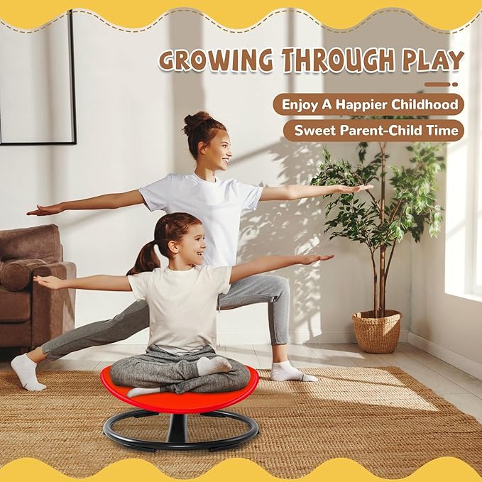 Zhenx Spinning Chair for Kids, Autism Kids Swivel Chair, Kids Sensory Chair, Spinning Chair for Autistic Kids & ADHD Children, Sit and Spin Training Body Coordination(Red)