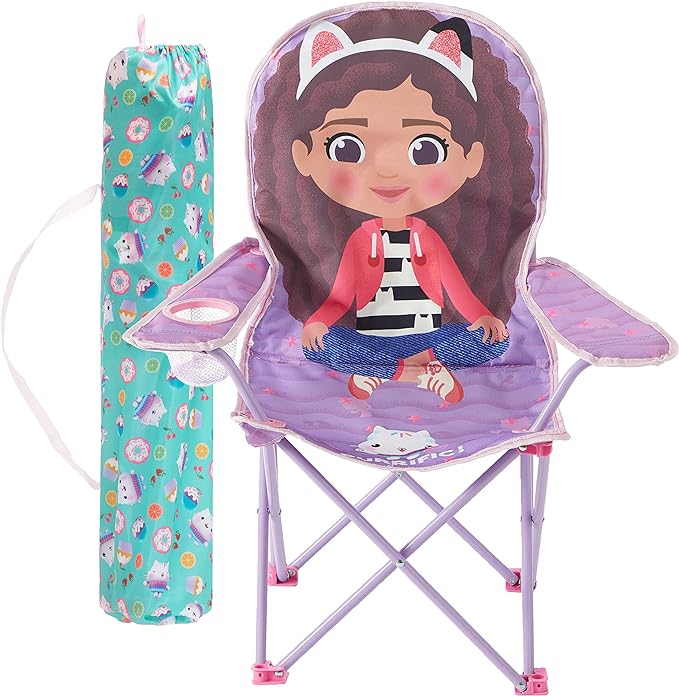 Idea Nuova Kids Indoor-Outdoor Folding Camp Chair, Gabbys Dollhouse