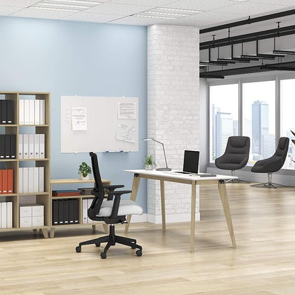 HON Basyx BSX55WPLTWH Modern Home Office Wood Computer Desk, 55", White