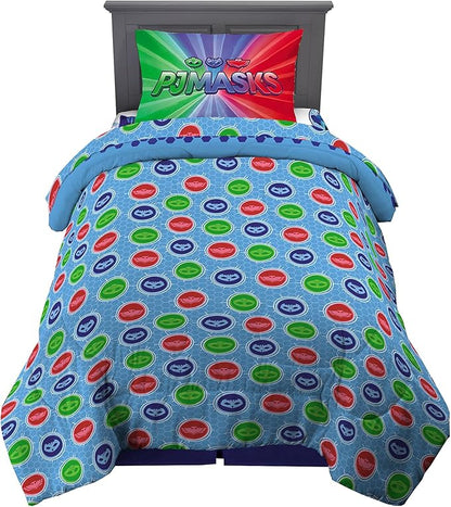 Franco Kids Bedding Super Soft Comforter and Sheet Set, 4 Piece Twin Size, PJ Masks
