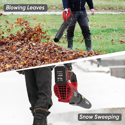 PowerSmart 20V Cordless Leaf Blower with 2 Batteries and Charger, Blowers for Lawn Care, Snow Blowing & Yard Cleaning