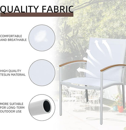 Shintenchi 3 Pieces Outdoor Patio Bistro Sets, Textilene Fabric Small Patio Furniture Set, Front Porch Chairs Conversation Set with Table for Lawn, Garden, Balcony, Poolside (White)