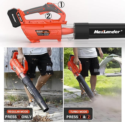 MAXLANDER Leaf Blower Cordless - 20V Electric Cordless Leaf Blower with Battery and Charger, 4.0Ah Battery Powered Leaf Blowers with 2 Speed Mode for Lawn Care, Blowing Leaves