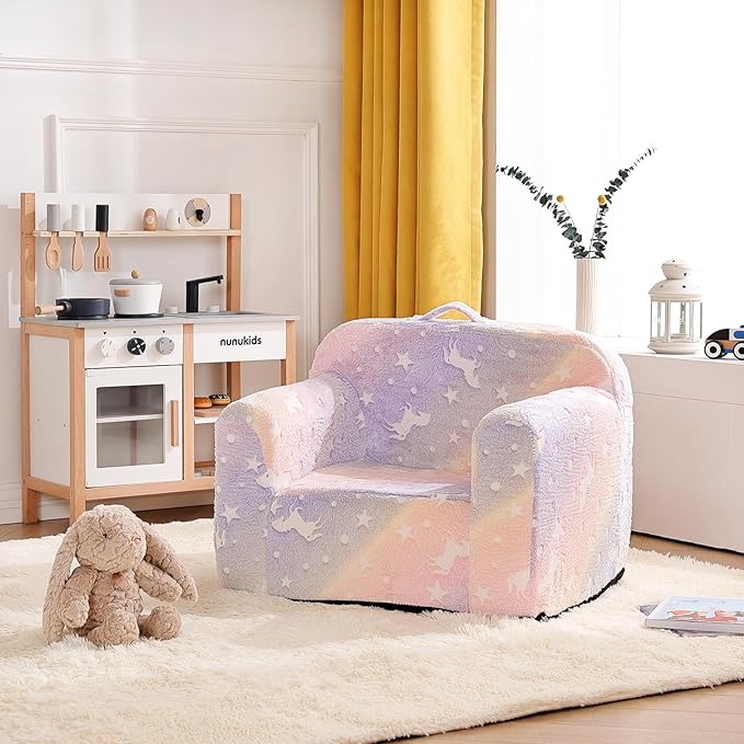 Tiita Kids Sofa, Children Couch with Carrying Handle & Side Pockets, Kids Foam Chair, Toddler Armrest Chair, Lightweight Children Sofa Chair, Kids Read Sofa for Girl or Boy(Twill Pegasus)