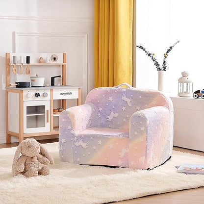 Tiita Kids Sofa, Children Couch with Carrying Handle & Side Pockets, Kids Foam Chair, Toddler Armrest Chair, Lightweight Children Sofa Chair, Kids Read Sofa for Girl or Boy(Twill Pegasus)