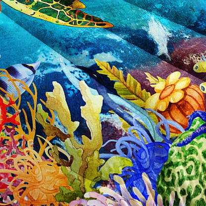 Kids Turtle Rose Comforter Set Twin Beach Theme Jellyfish Starfish Bedding Set Sea Animal Reptile Bed Set with 2 Pillowcases for Boys Girls Room Decor