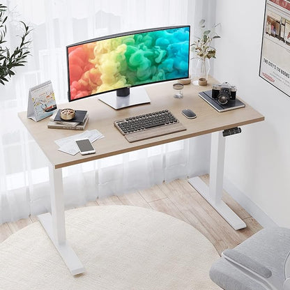 Sunon Sit Laptop Computer Writing Workstations with 3 Pre-Set and USB Port 48" for Home Office Smart Advanced Standing Desk, Oak