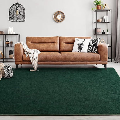 Area Rugs for Bedroom Living Room, 6x9 Dark Green Super Soft Comfy Thickened Memory-Foam Indoor Carpets, Modern Aesthetic Minimalist Carpet for Boys Girls Adults Apartment Nursery Home Décor