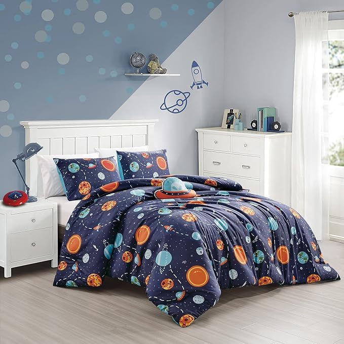 for Kids My Universe Hearts 4-Piece Comforter Set - Beautiful Motif Design Bedding Set with Embrodery Print
