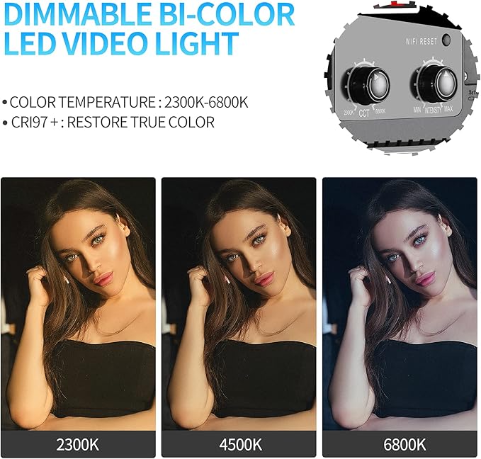 GVM 3 Pack LED Video Lighting Kits with APP Control, Bi-Color Variable 2300K~6800K with Digital Display Brightness of 10~100% for Video Photography, CRI97+ TLCI97 Led Video Light Panel +Barndoor